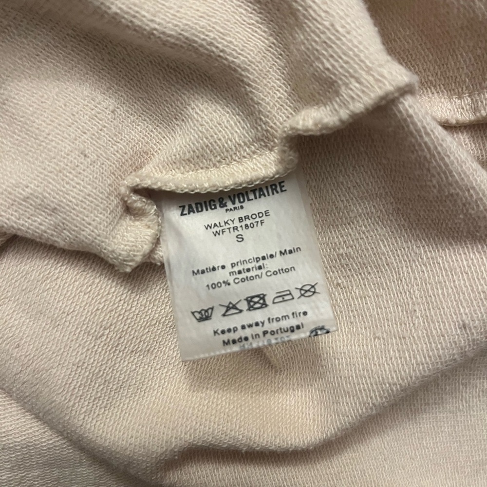 Zadig & Voltaire Beige Tee with Metallic Gold Print - Picture 5 of 5